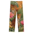 thumbnail image 4 of Tropical Jungle Two Jaguars Flowers Winter Female Pants Flannel High Waist Women Pants Lady Warm Straight Leg Plush Trousers, 4 of 7