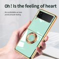 thumbnail image 6 of for Samsung Galaxy Z Flip 4 Case with Stand 360° Rotatable Ring Holder Kickstand [Magnetic Car Mount] Gold Plating for Women Men Shockproof Protective Cover for Samsung Z Flip 4 5G (Green), 6 of 14