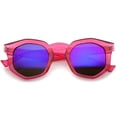 thumbnail image 1 of sunglassLA Unisex Geometric Colorful Translucent Frame Color Mirrored Lens Hexagonal Sunglasses (Pink / Blue Mirror) - 45mm, 1 of 4