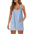 thumbnail image 2 of Pntutb Best Womens V Neck Sleeveless Solid Pockets Pullover Dress Shorts Suits, 2 of 6