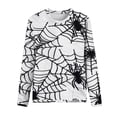 thumbnail image 4 of CLOISE Halloween Blouses for Women Funny Halloween Cobweb Graphic Tees Long Sleeve Round Neck Tops Basic Loose Oversized Shirts Boo Season Clothes Halloween Gift, 4 of 4