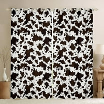 Manfei Vintage Cattle Hide Blackout Curtains Set of 2 (52x84 Each),Country Cowhide Print Window Curtains,White Brown Curtains and Drapes For Teens,Super Cozy Room Decor