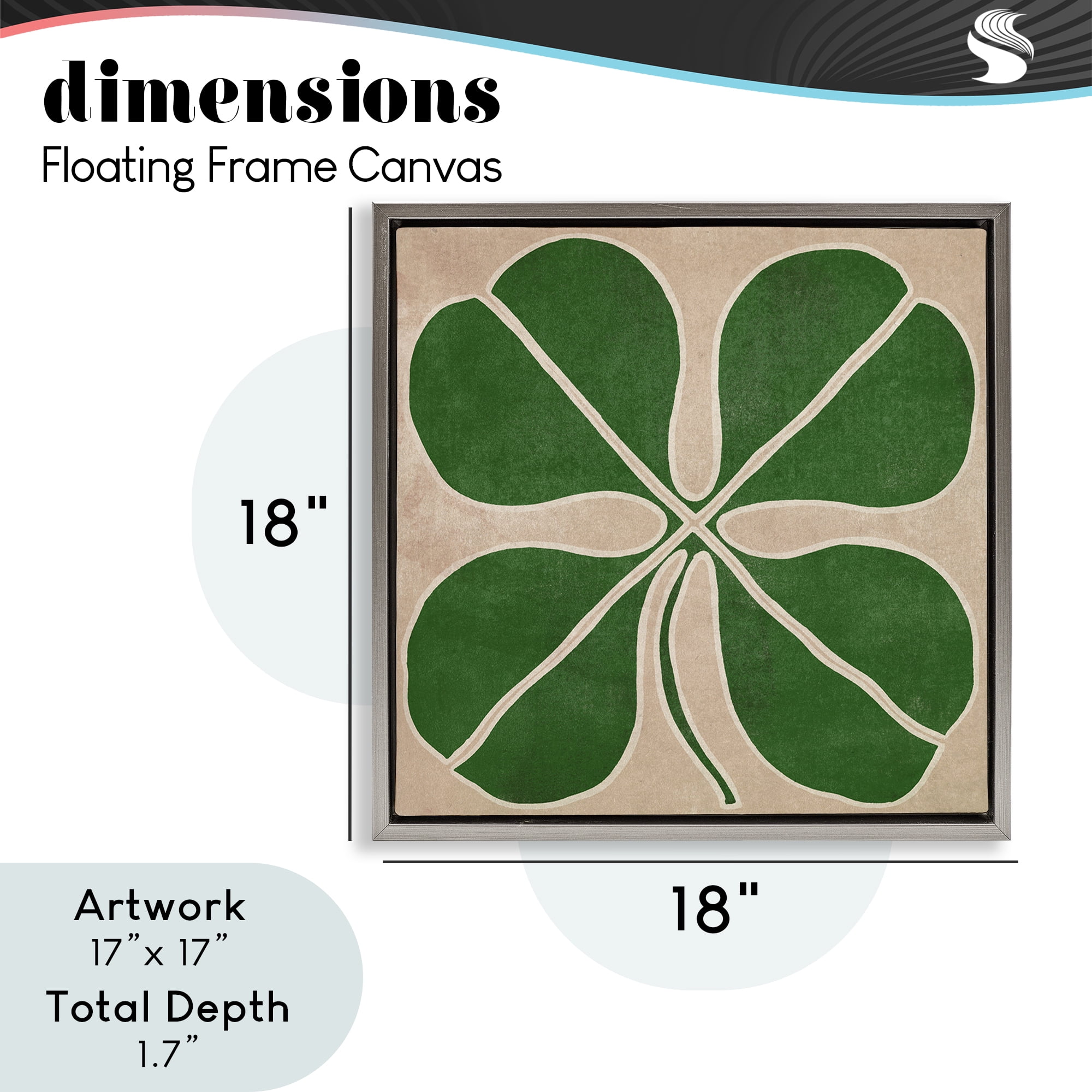 Four Leaf Symmetry Gray Framed Floater Canvas Wall Art, design by June Erica Vess