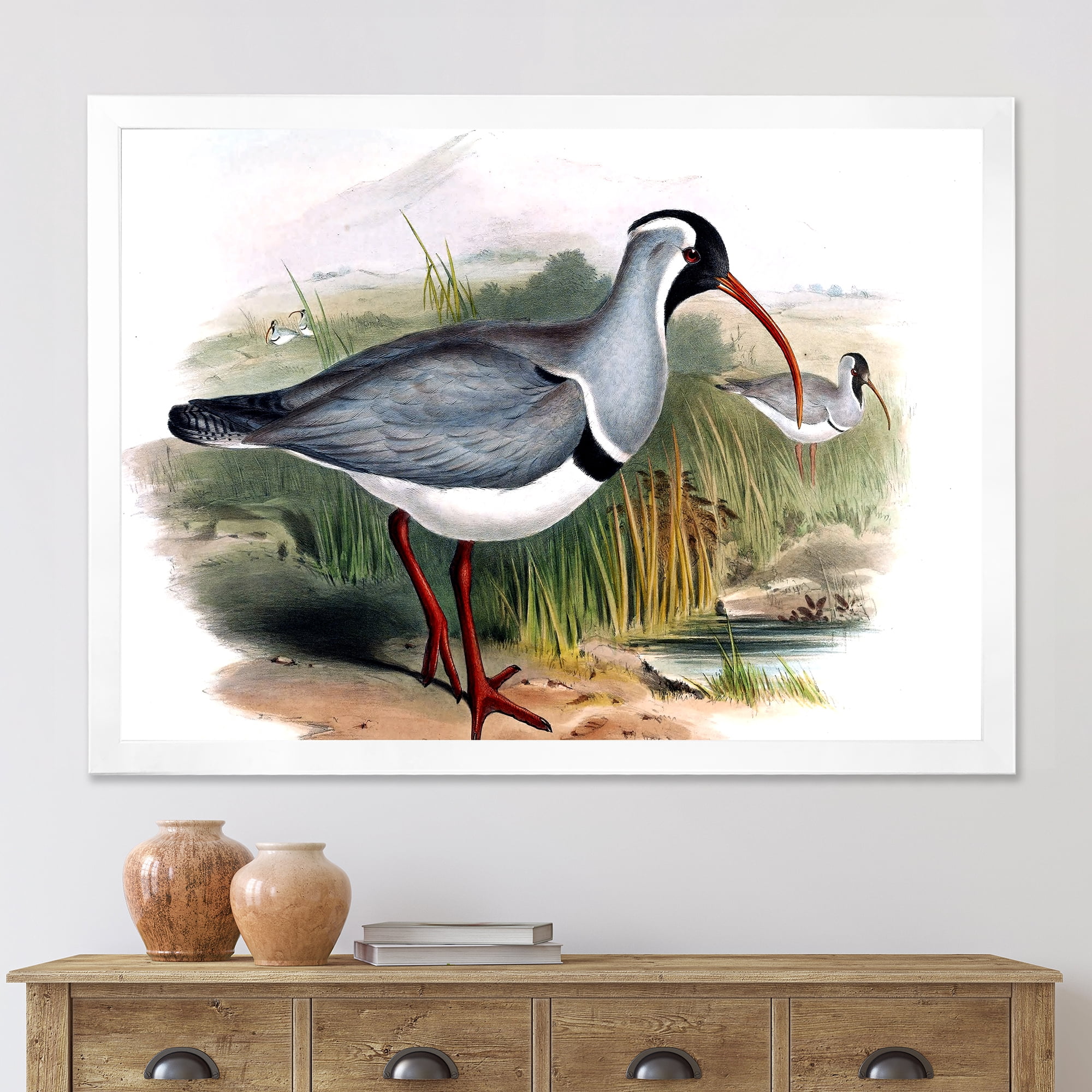 Designart 'Vintage Countryside Birds In Wild' Farmhouse Framed Art Print