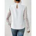 thumbnail image 5 of Women'S Casual Long Sleeve Frill Mock Neck Lantern Sleeve Shirts White L, 5 of 6