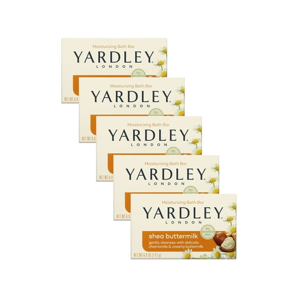 5 Pack Yardley London Moisturizing Bath Bar Shea Buttermilk 4.0 Oz.