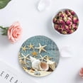 thumbnail image 3 of Ceramic s Set of 8, Beach Coastal Starfish Seashell Absorbent Stone Drink with Non-slip Cork Back and No Holder for Cups, 3 of 7