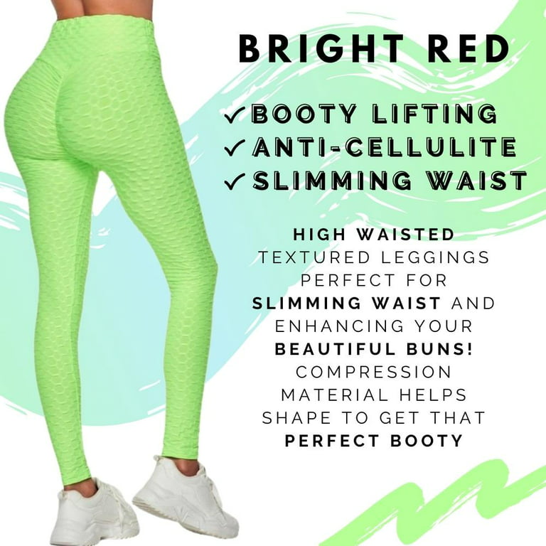 Womens High Waisted Ruched Textured Scrunch Butt Lift LeggingsTik