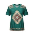 thumbnail image 4 of Camiseta casual para mujer Retro Folk-custom Impreso con cuello en V Manga corta Jersey Blusa Tops Fridja bn4751, 4 of 8