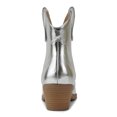 thumbnail image 4 of Soda Women Cowboy Western Stitched Ankle Boots Pointed Toe Short Low Block Heel Booties JORIAH-S Silver Metallic 8.5, 4 of 4