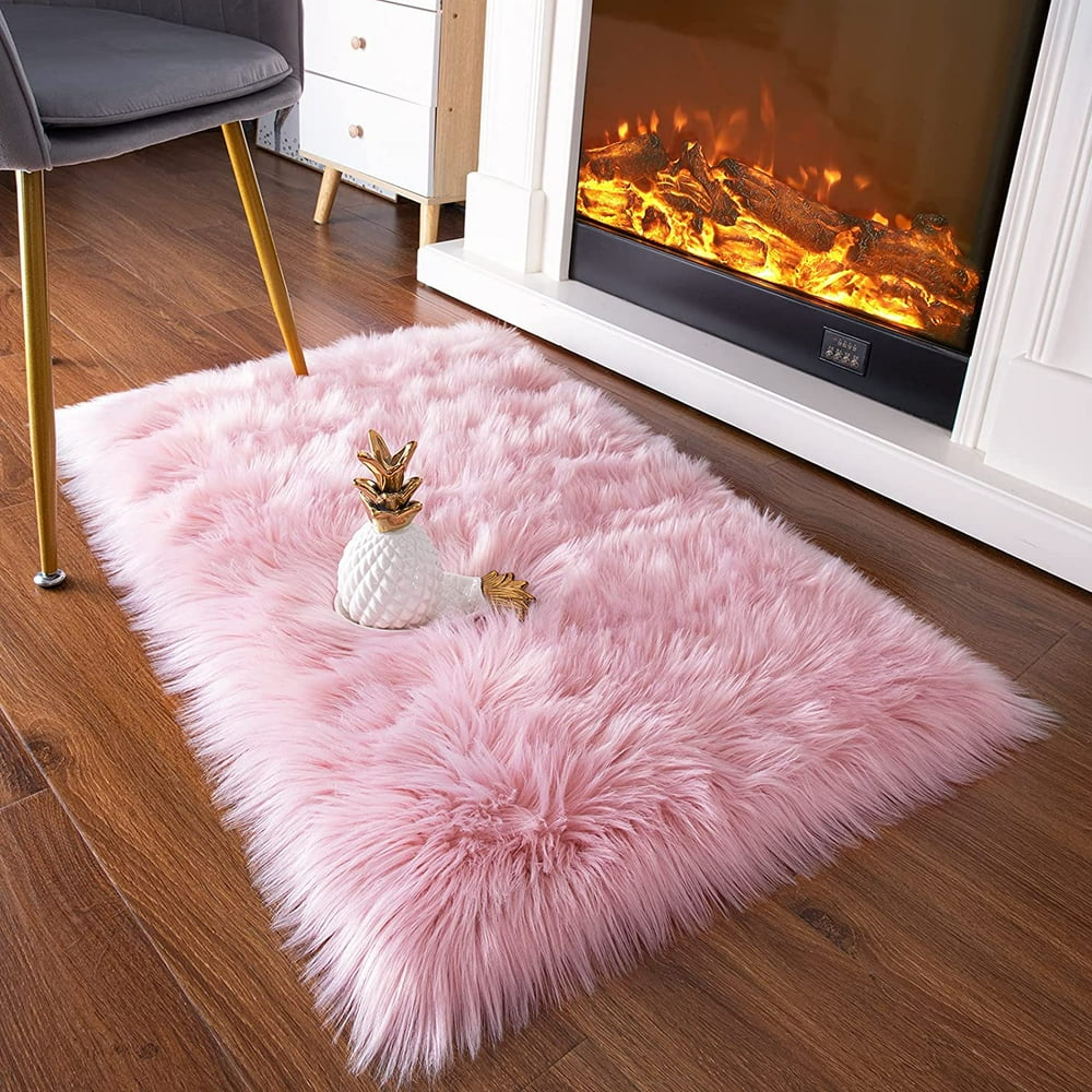 Noahas Faux Fur Sheepskin Area Rug Soft Shag Rug Silky Area Rug Decor