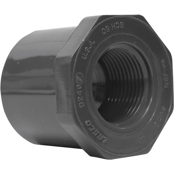Charlotte Pipe PVC Bushing Spigot x FIP Schedule 80 - 1-1/4 In. x 3/4 In. Gray