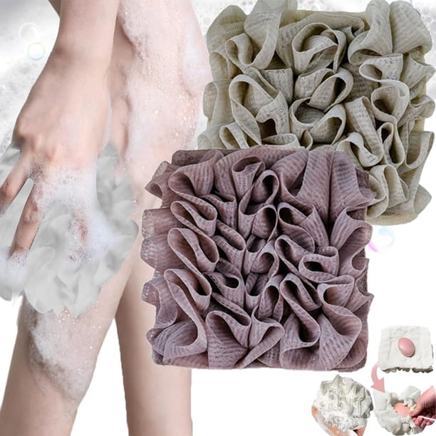 The Leeffa, Loufee Loofah Washcloth, The Leeffa Soft Loofah and Washcloth, 2 en 1 esponja de lufa de baño, esponja de ducha con cordón, limpiador de espalda Luffa para ducha (2PCS-A)