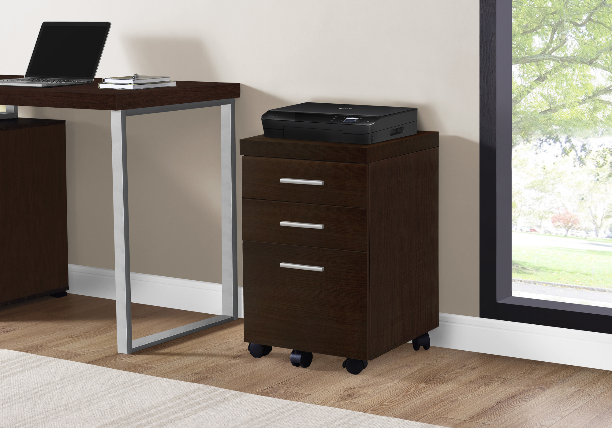 Filing 3 Drawer/Espresso On Castors