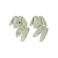 thumbnail image 2 of RUINIXCW Boy Fall Waffled Outfits Stripe Long Sleeve Sweatshirts Joggers Pants, 2 of 8