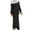 Black, variant on Zkozptok Women's Elegant 2 Piece Outfits Lace Trim Long Sleeve V Neck Tops and High Waist Maxi Skirt Set Fall Clothes