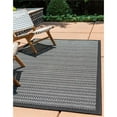 thumbnail image 2 of Unique Loom Outdoor Collection Transitional Indoor & Outdoor Casual Striped Tonal Border Area Rug, 3' 3" x 5', Gray/Black, 2 of 2
