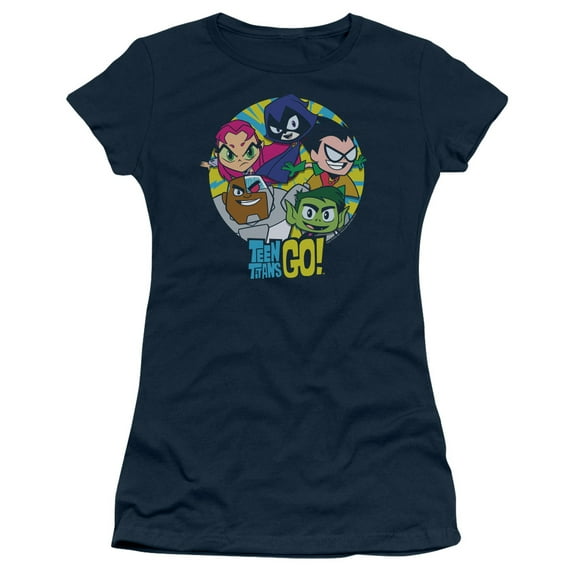 Teen Titans Go Go Go Group S/S Junior Women's T-Shirt Sheer Navy