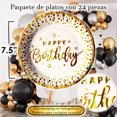 thumbnail image 3 of 24 Pz Plato Cartón Pastelero Premium Happy Birthday Hb Blanco Confeti Oro, 3 of 4