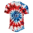 thumbnail image 4 of CFLVAEK Fourth of July Tshirts Shirts for Men Fashion Tie Dye Patriotic Print Shirt Summer Casual Short Sleeve Henley Neck Shirts M, 4 of 5