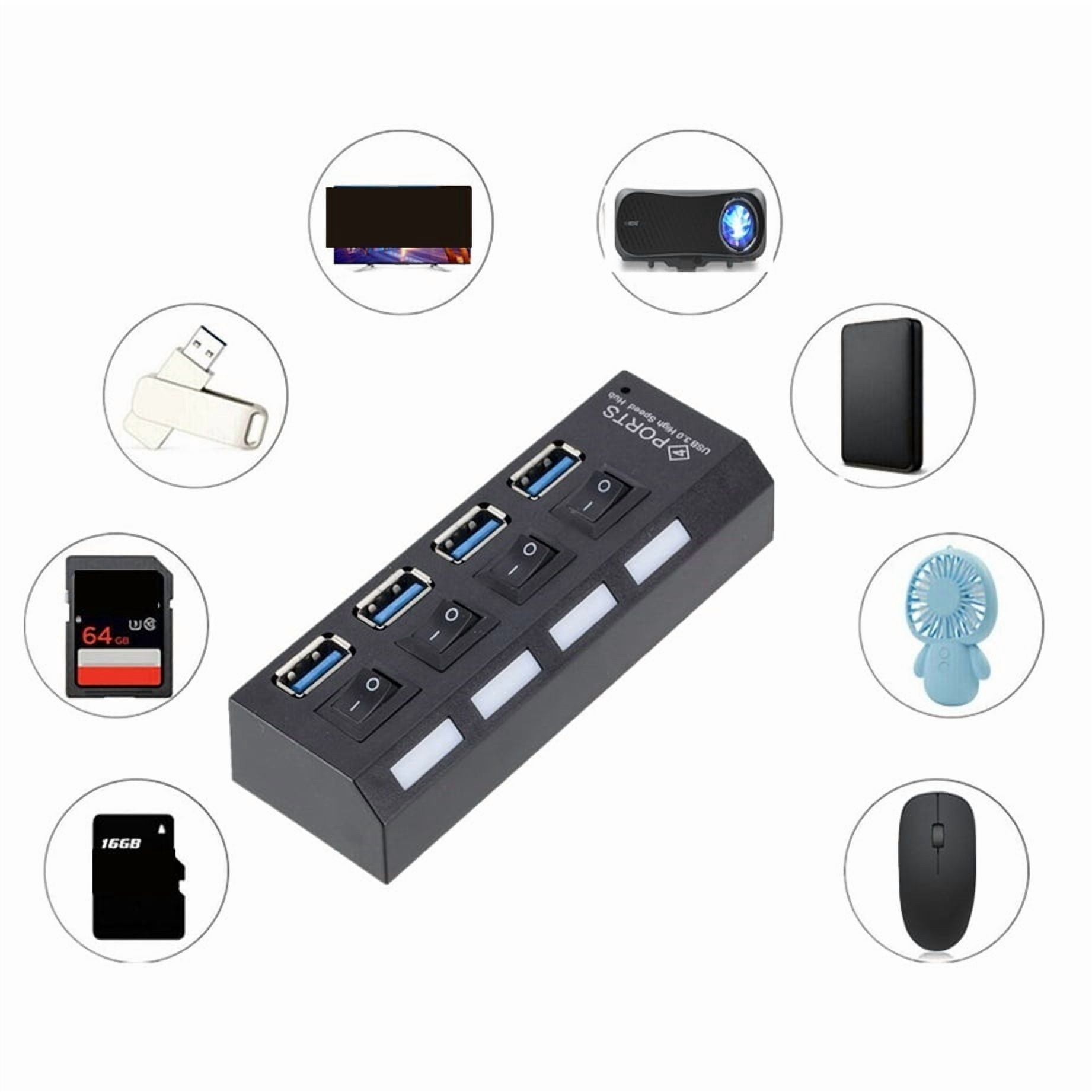 Mini USB HUB 3.0 Super Speed 5Gbps 4 Ports HUB Portable Microwave with External Power Adapter for PC ,Fast Charging Devices