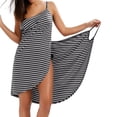 thumbnail image 1 of Qmyliery Women Plus Size Swimsuit Cover-up, Stripe Sexy Backless Dress, Spaghetti Strap Beach Wrap Dress, 1 of 3