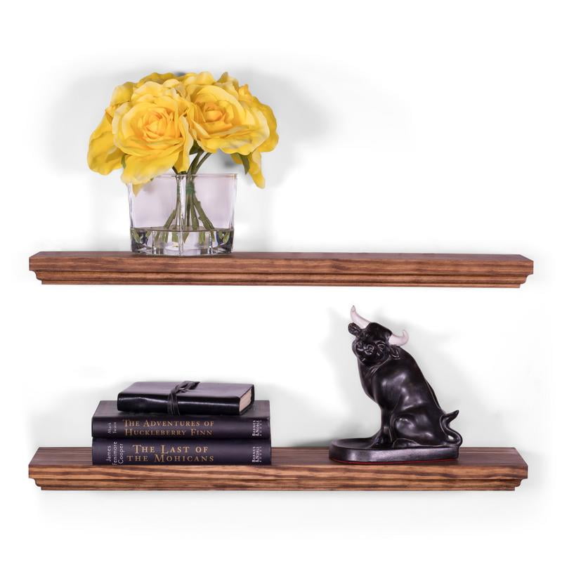 Routed Edge Pine Floating Shelves (Set of 2) - Walmart.com