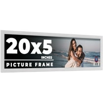 20x5 Frame White Solid Wood Picture Frame Includes UV Acrylic Shatter Guard Front, Acid Free Foam