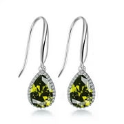 PJ JEWELRY 14k White Gold 1/2 Ct Created Peridot Teardrop Earrings Plated