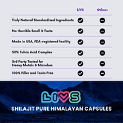 LIVS Men's Shilajit Capsules, 1000mg Himalayan Extract, 50% Fulvic Acid, Energy & Immune Support, Vegan, 90 Count (45 Servings)