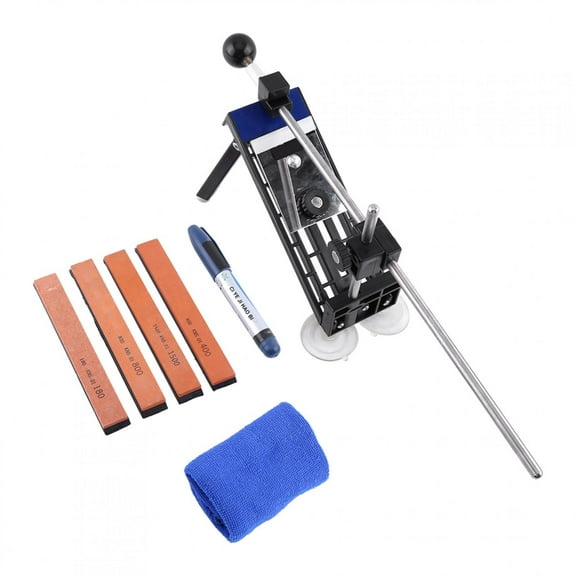 Professional Knife Sharpener Set, Professional Stainless Steel Kitchen Knife Sharpening System, Fixed Angle, with 4 Knife Stones
