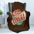 thumbnail image 4 of Movie Theater Soft Flannel Fleece Throw Blanket, Retro Style Cinema Sign Design Film Festival Hollywood Theme, Cozy Plush for Indoor and Outdoor Use, 70" x 90", Vermilion Turquoise, by Ambesonne, 4 of 5