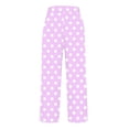 thumbnail image 5 of Women's Linen Pants Summer 2026 Casual Elastic Waist Split Straight Leg Pant Boho Printed Comfy Trousers with Pockets, 5 of 6