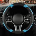 thumbnail image 2 of 15 Inch Leather Steering Wheel Cover, Breathable, Anti Slip Odor Free, Black and Blue, 2 of 12