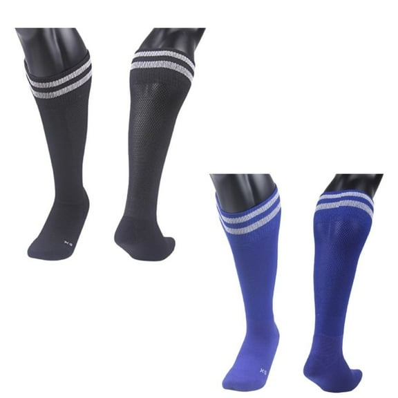 Lian LifeStyle Exceptional Boy's 2 Pairs Knee High Sports Socks for Soccer, Softball, Baseball, Soccer, and Many Other Sports XL002 Size XXS BLACK,BLUE