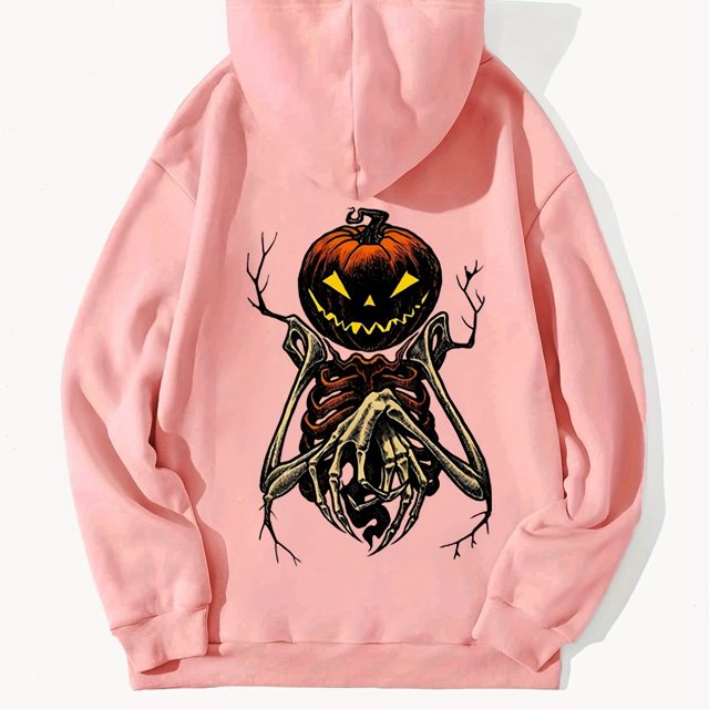 Sudadera Con Capucha Con Bolsillo De Canguro Con Estampado De Halloween, Sudadera Con Capucha De Manga Larga Informal Con Cordón, Ropa De Mujer
