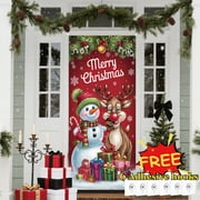 Tarmeek Christmas Door Cover Decorations, Snowman Backdrop Front Door Cover Xmas Decor Hanging Banner, Photography Background for Home Holiday Christmas Decorations