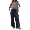 thumbnail image 2 of Women'S Wide Leg Sweatpants Baggy Straight Leg Sweat Pants with Pockets Dark Gray XL, 2 of 9
