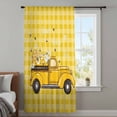 thumbnail image 4 of Farmhouse Truck Sheer Curtains 96 Inches Long, Country Bee Daisy Yellow Buffalo Lattices Light Filering Curtains, Privacy Drapes Simi Floor to Veiling Curtain for Living Room Bedroom Window Treatment, 4 of 9