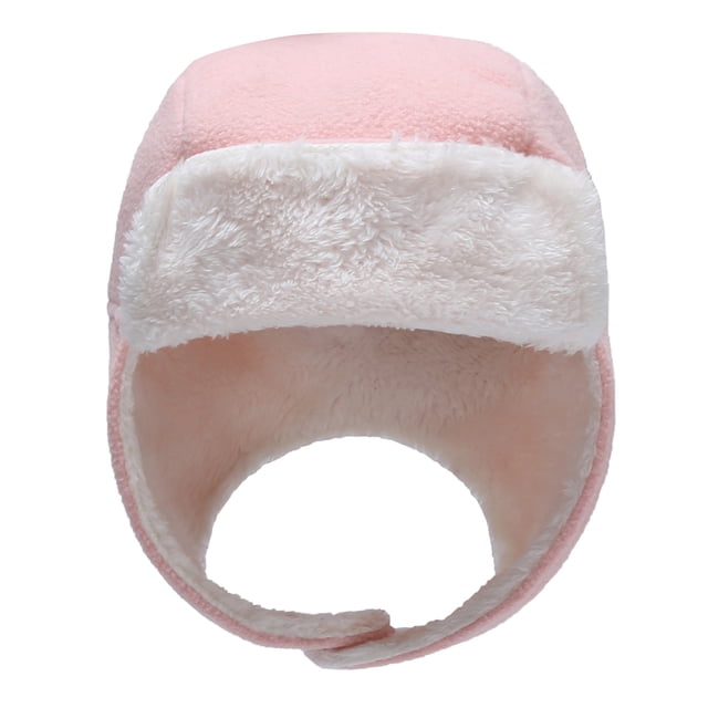 Sombrero Qarigey para niños pequeños con manoplas cómodas de lana de Algodón rosa