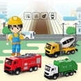 thumbnail image 2 of Gprince Simulation Pull Back Car Engineering Vehicle Fire Truck Environmental Sanitation Alloy Car With Light Music For Kids, 2 of 6