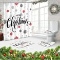 thumbnail image 3 of 4 Pcs Shower Curtain Set Winter Landscape Covered Snow Fir with Non-Slip Rugs Toilet Lid Cover and Bath Mat Bathroom Decor Set 72" x 72", 3 of 6