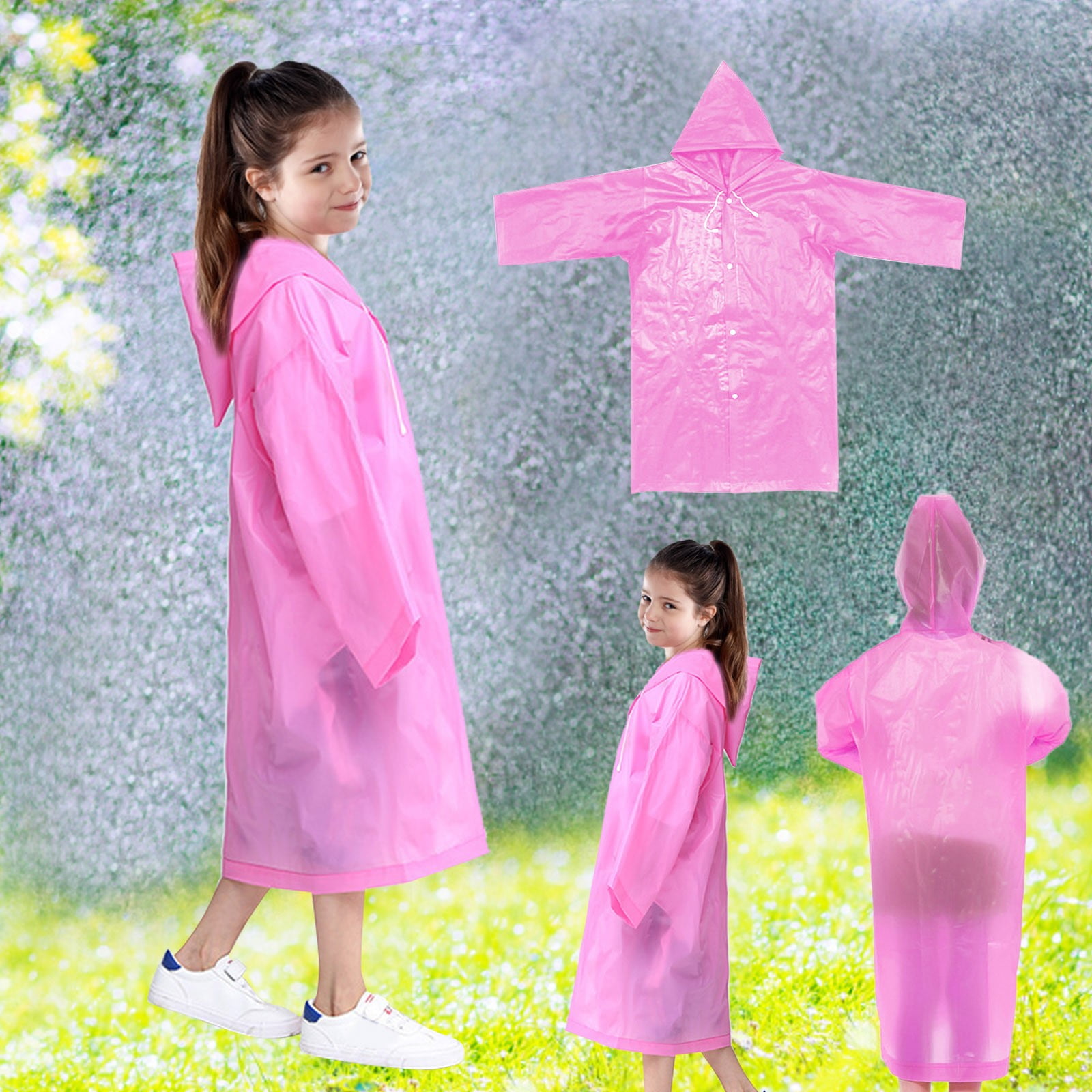 Boys Girls Disney Hooded Transparent Clear PVC raincoats 