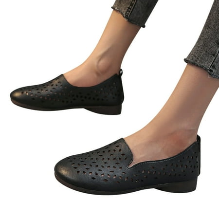 

uikmnh Slippers for Women Women Breathable Lace Up Shoes Flats Casual Shoes Unisex Lightweight Work Shoes Sporty Breathable Slip Work Trainers Black 8.5