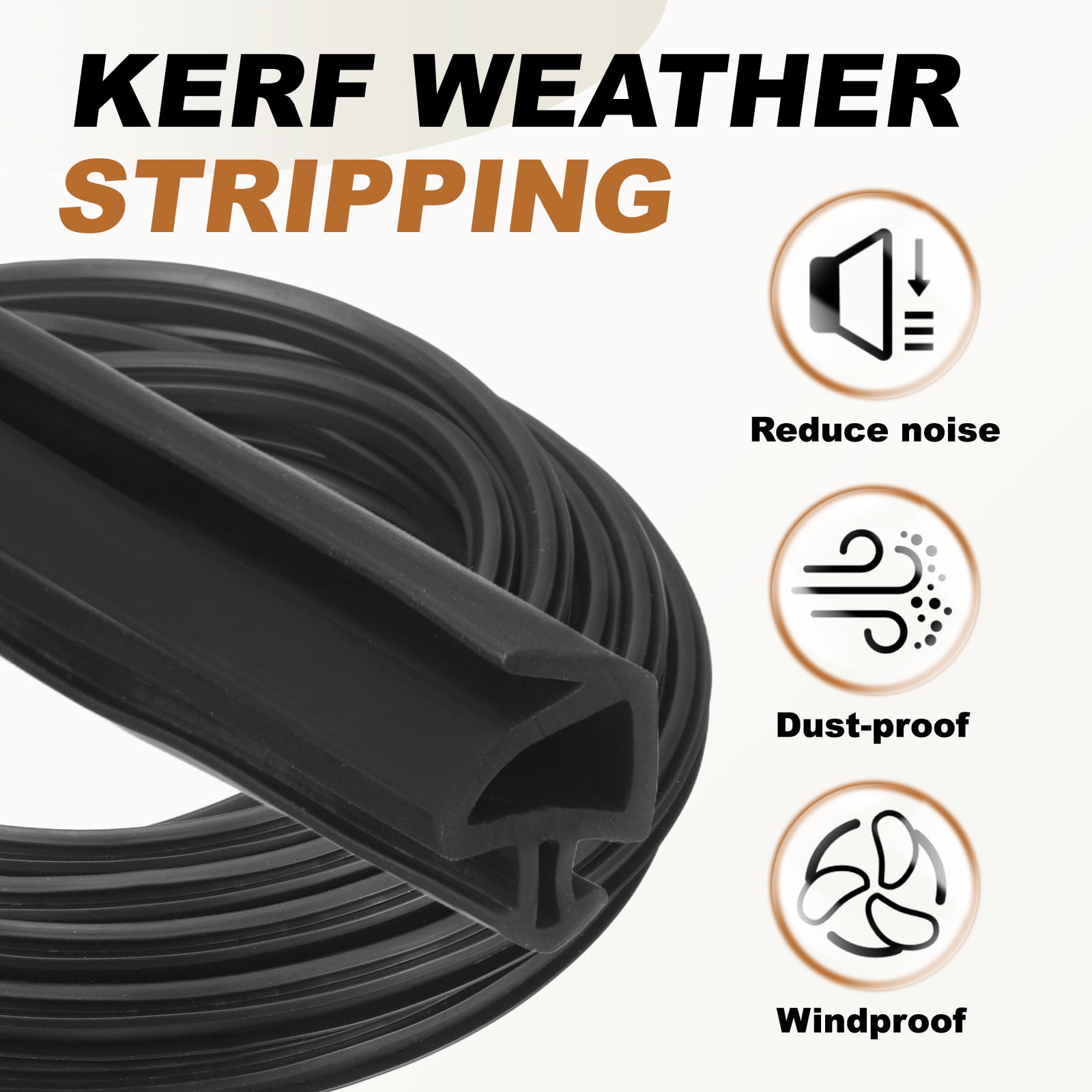 Uxcell Kerf Weather Stripping Seal Strip (32.8ft x 5/16") - PO Shape Kerf Noise Reduction Rubber Flange Window Weatherstrip Seal for Door Frame Windows Card Slot, Black