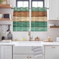 thumbnail image 2 of Farmhouse Teal Brown Kitchen Curtains Window Panels, Vintage Wooden Striped Insulated Window Treatment Curtain, Grommet Curtains for Bedroom/Living Room/Bathroom, 2 Piece 42"Wx45"L, 2 of 8