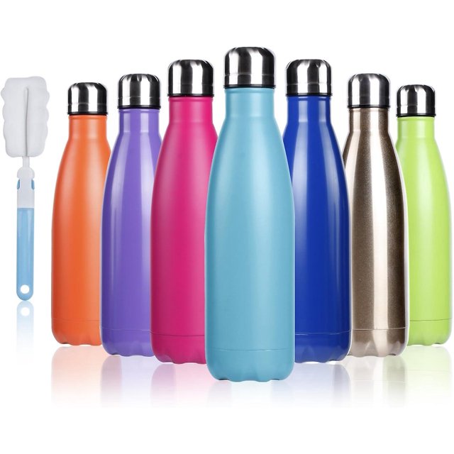 Botella de agua aislada de 17 oz, botellas de agua de acero inoxidable al vacío de doble pared, botella de agua deportiva de metal a prueba de fugas que mantiene la bebida caliente y fría, perfec