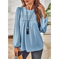 thumbnail image 6 of Corabera Womens Tops Dressy Casual Hook Flower Puffed Crew Neck Boho Tops for Women Long Sleeve Fall Shirts Fashion 2025 Blue XXL, 6 of 7