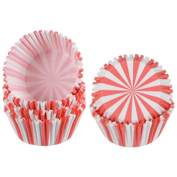 Uxcell 100-Pack Standard Cupcake Liners for Baking, Greaseproof Cupcake Wrappers for Wedding/Birthday/Party/Christmas[Red/White]