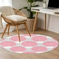 thumbnail image 4 of Pink Dahlia Round Area Rug 3.3 FT, Non Slip Small Entryway Kitchen Mat, Farmhouse Abstract Grey Floral Patterned Washable Soft Circular Rug Non-Shedding Door Mat for Bathroom Playroom Kids Room, 4 of 9